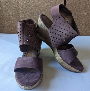 Eurosoft by Sofft "Ina" Wedge Sandals Size 10 in Brown Suede